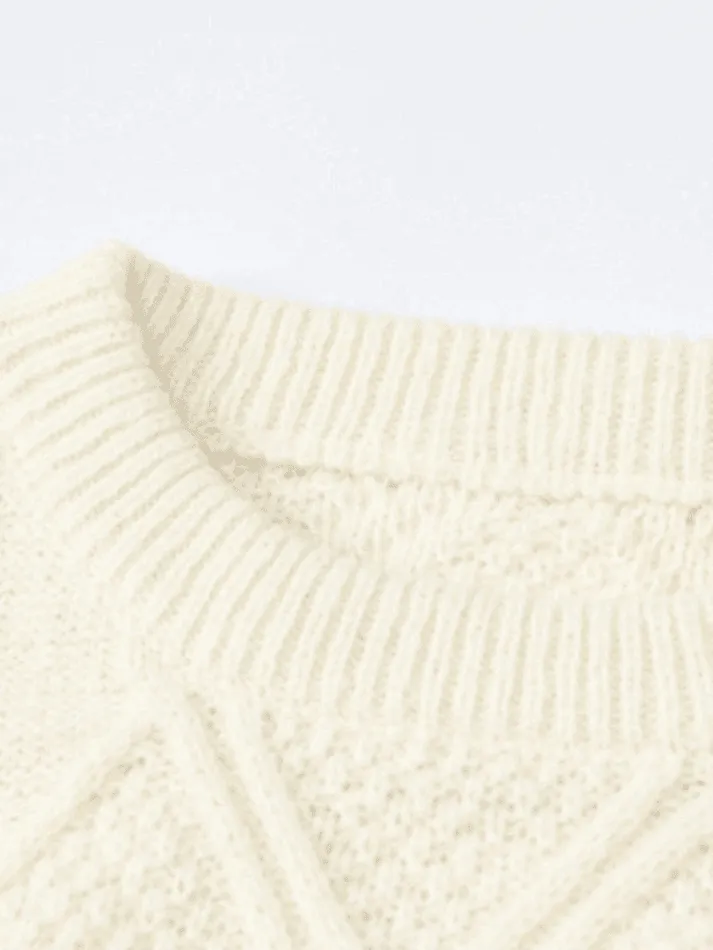 Wenkouban-Spring Casual Outfits Y2K Outfits Cable Knit Cropped Sweater