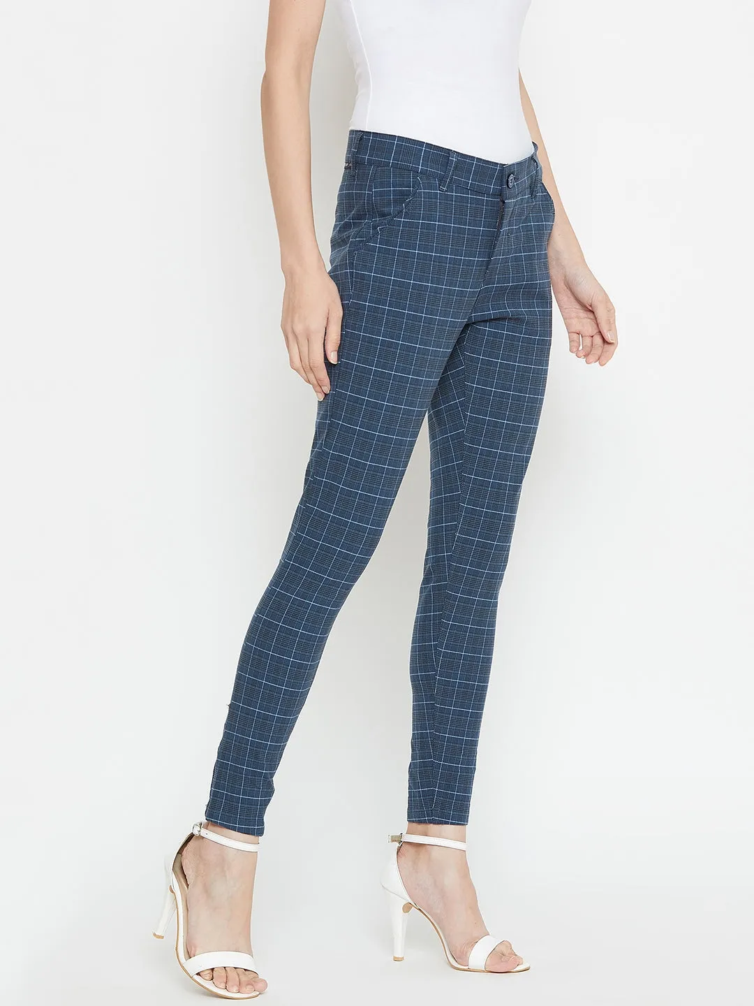 Women Checked Slim fit Casual Trousers