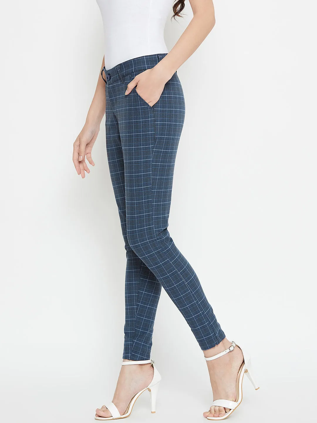 Women Checked Slim fit Casual Trousers