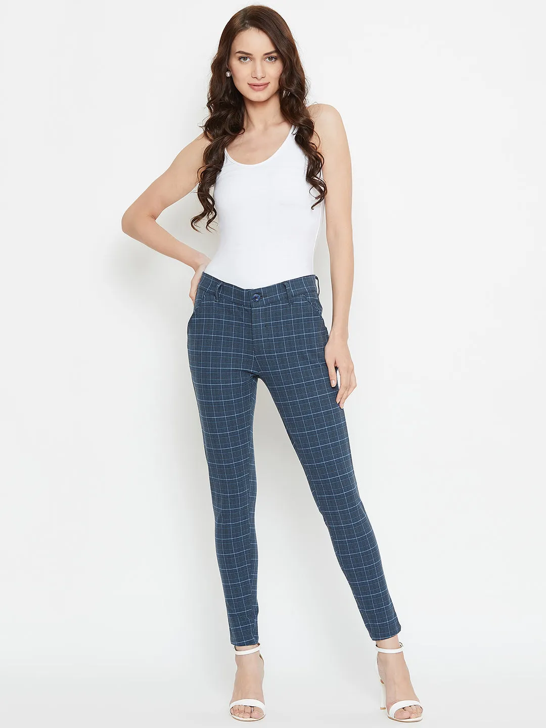 Women Checked Slim fit Casual Trousers