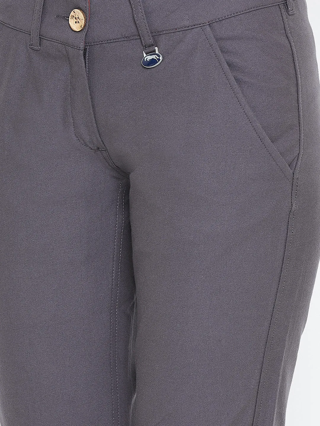 Women Grey Solid Skinny Fit Chinos Trousers