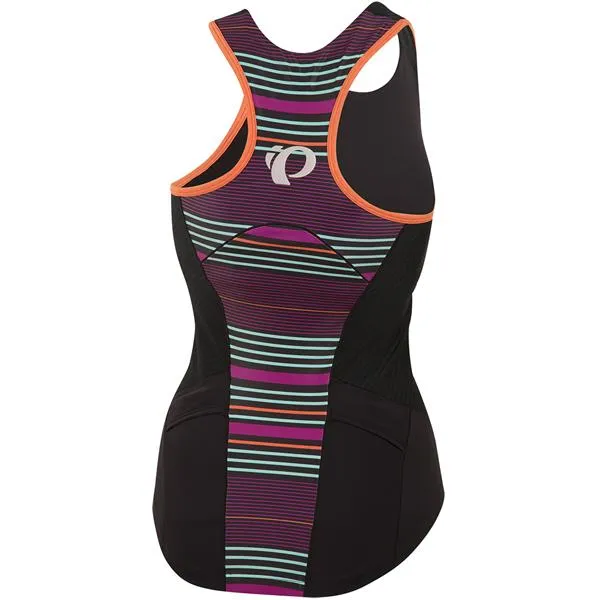 Women's Elite Pursuit Tri Tank - Black/Purple Wine Stripe