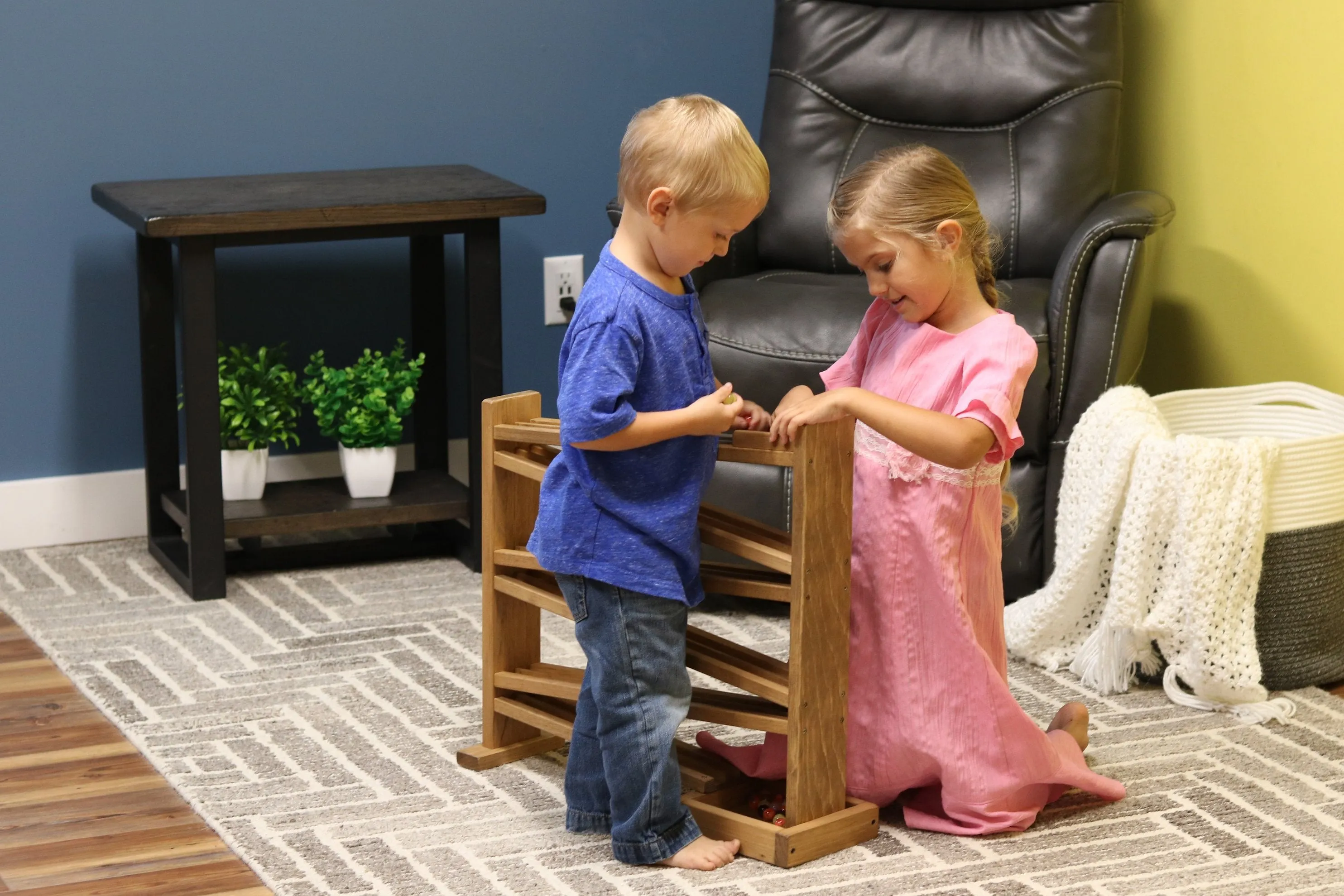 Wooden Marble Roller Racetrack Toy - Child-Safe Finish