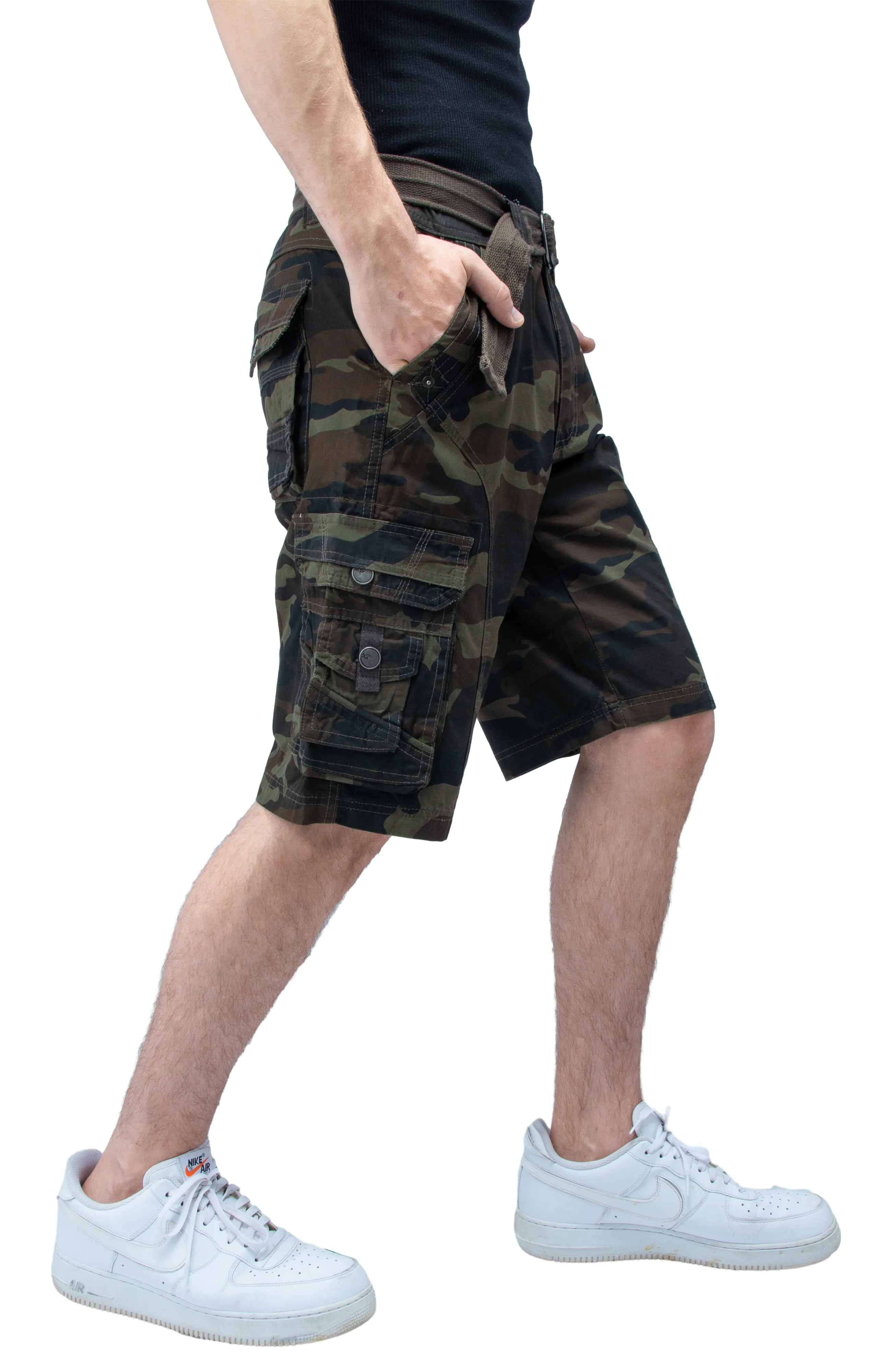 X RAY Mens Tactical Cargo Shorts Camo and Solid Colors 12.5" Inseam Knee Length Classic Fit Multi Pocket