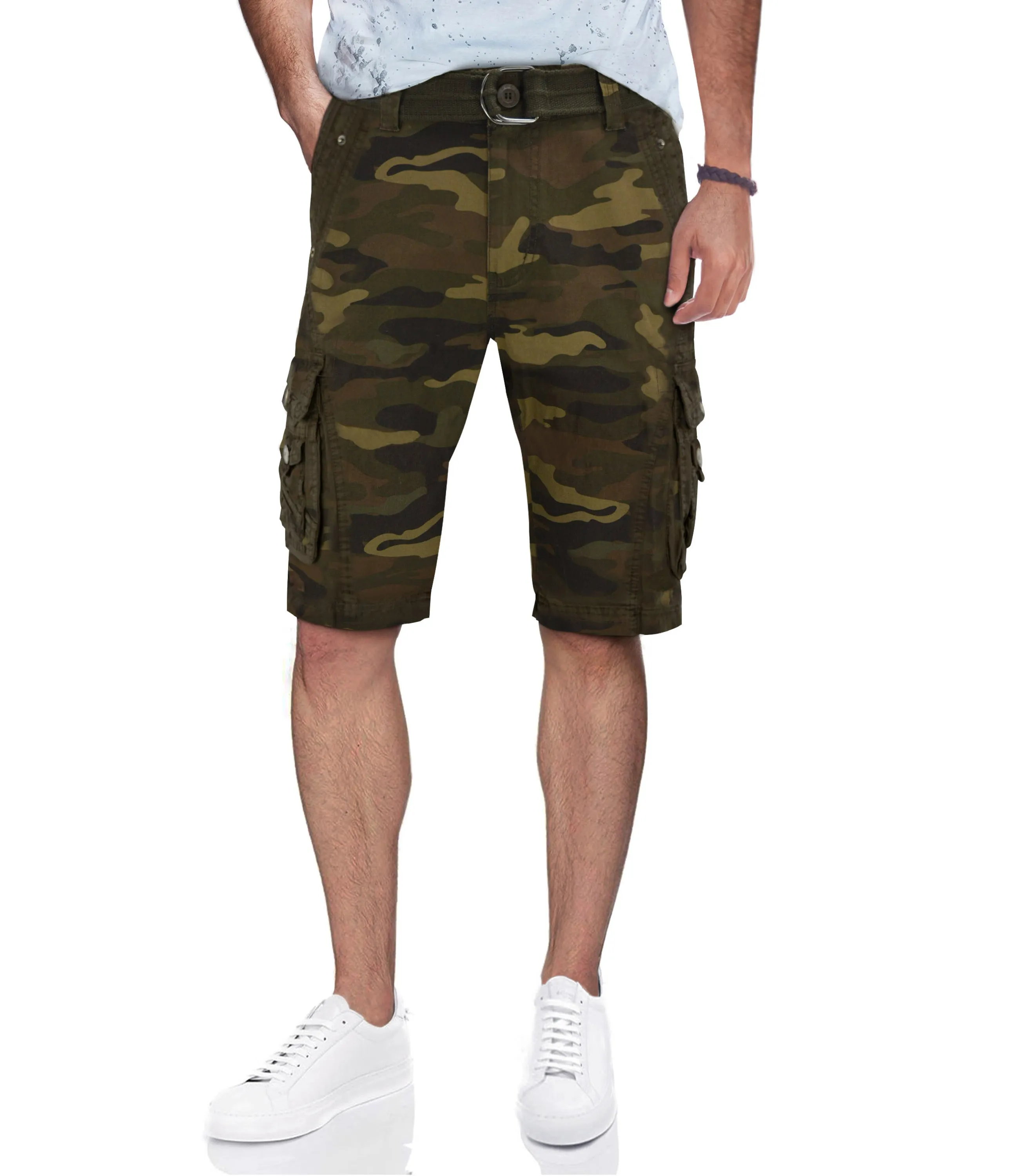 X RAY Mens Tactical Cargo Shorts Camo and Solid Colors 12.5" Inseam Knee Length Classic Fit Multi Pocket