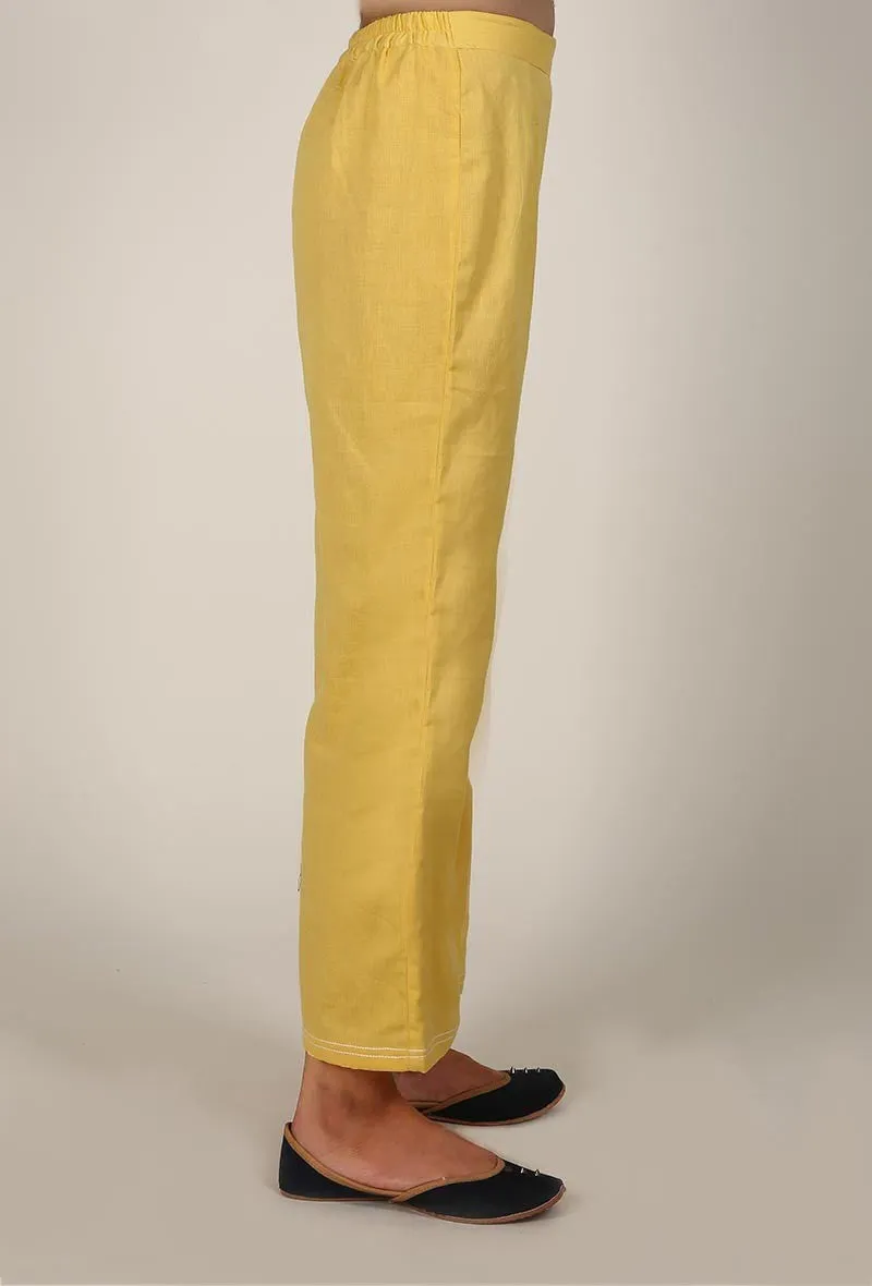 Yellow Cotton Flex A-line Palazzo